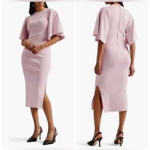 Ted Baker London Lounia Fluted Sleeve Body-Con Sweater Dress Light pink Size 2